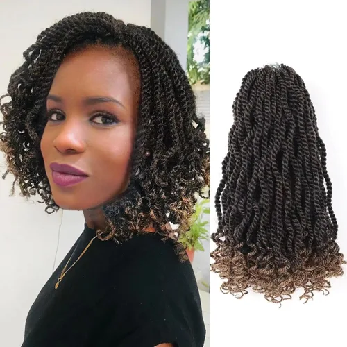 Miniatura 52 de Cabello rubio de ganchillo para mujeres negras, trenzas senegalesas onduladas de ganchillo de 12 pulgadas, trenzas kinky de ganchillo cortas 27613