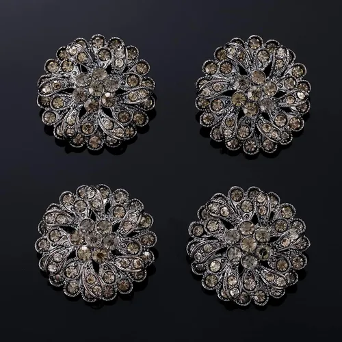 Miniatura 7 de 4 piezas de botones de diamantes de imitación plateados, adornos de cristal para ropa, joyería, decoración DIY para boda nupcial (Brillo blanco)