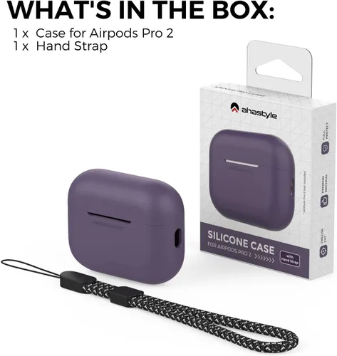 Miniatura 7 de AHASTYLE Funda protectora de silicona para AirPods Pro 2 [LED frontal visible] Compatible con AirPods Pro de 2ª generación (Púrpura)