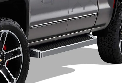 Miniatura 21 de APS - Estribos iBoard para Chevrolet con cabina extendida de 2 puertas completas + 2 puertas de apertura inversa, 4 pulgadas, Aluminio negro