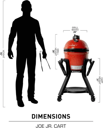 Miniatura 10 de Joe Jr - Parrilla de carbón portátil de 3 piezas por Kamado Joe con cubierta de parrilla y carrito con estantes laterales