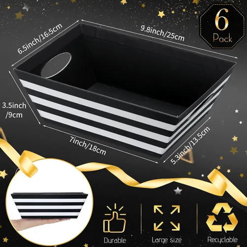 Miniatura 2 de Mimorou Paquete de 6 cestas para regalos vacías para llenar, kit de cesta de regalo vacía de papel kraft a granel con asa, 6 bolsas de envoltura 10