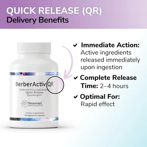 Miniatura 5 de Tesseract Medical Research BerberActiv-QR Berberine Suplemento de apoyo inmunológico, apoya la salud del hígado, hipoalergénico, 350 mg, 90 cápsulas