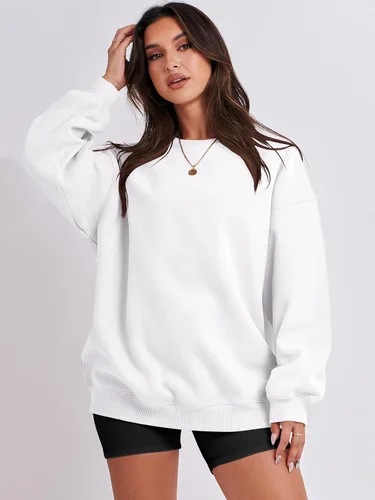 Miniatura 5 de ANRABESS Sudadera de gran tamaño para mujer, con cuello redondo, estilo Y2K, sudadera con capucha de forro polar, cómoda, camiseta informal, ropa