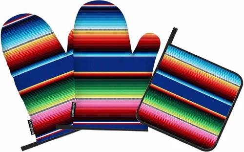 Miniatura 13 de Juego de manoplas de horno y soportes para ollas de piña, frutas tropicales, arte exótico hawaiano, resistente al calor, 3 piezas para cocinar
