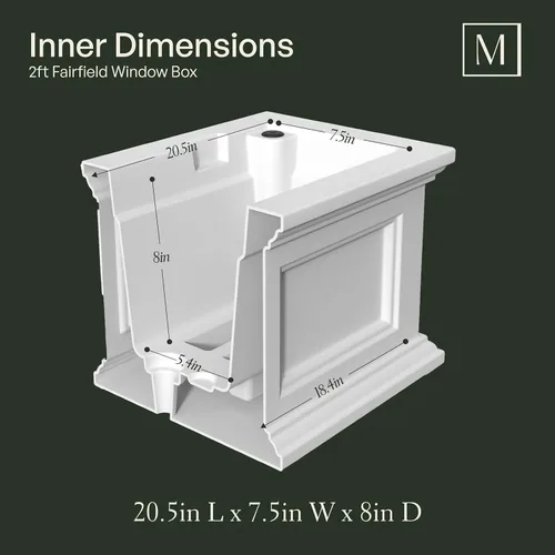 Miniatura 7 de Mayne Fairfield - Maceta con ventana de 2 pies, con riego automático, resistente a la intemperie para flores, diseño duradero para uso en Negro