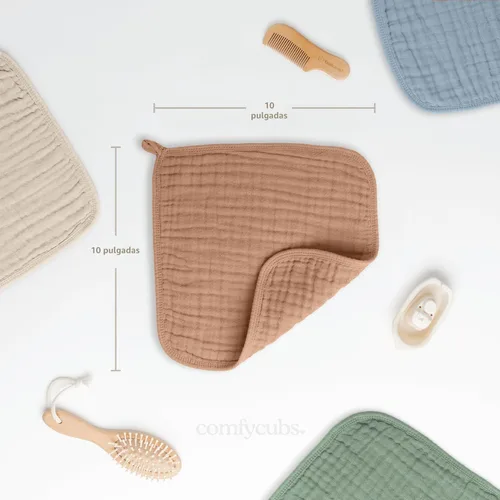 Miniatura 3 de Comfy Cubs - Toallitas de muselina para bebé, paquete de 6, trapos suaves de algodón, 6 capas, piel sensible, 10 x 10 pulgadas, tamaño grande