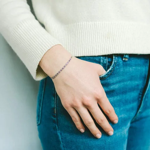 Miniatura 4 de Gemstone and Lab-Created White Sapphire Adjustable Bolo Bracelet, Sterling Silver, Easy-On Easy-Off (6, 7 and 8 inch Wrist Size)