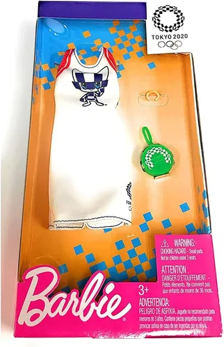 Miniatura 5 de Barbie Ropa: Traje inspirado en la muñeca de Tokio 2020 de los Juegos Olímpicos, vestido con monedero en forma de raqueta y reloj, regalo para niños