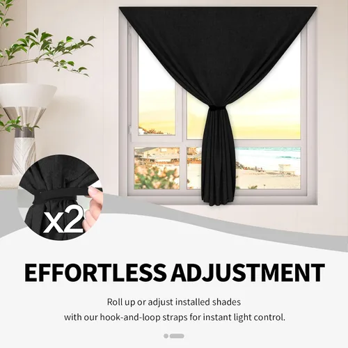 Miniatura 7 de BKSAI 100% Cortinas opacas mejoradas para dormitorio, persianas opacas portátiles con gancho y bucle sin varilla para viajes, cubierta de ventana