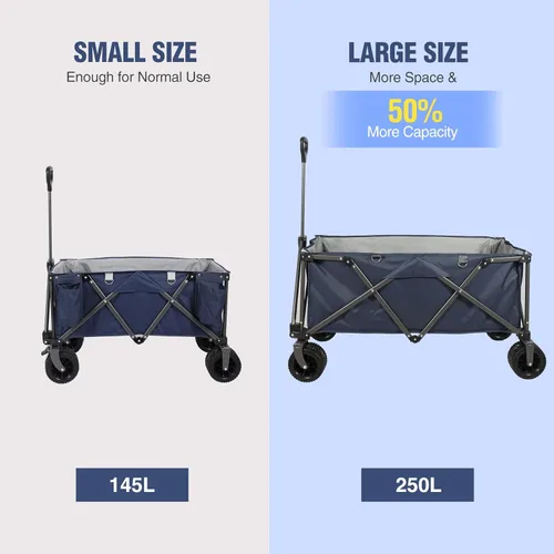 Miniatura 3 de REDCAMP Carrito de playa plegable extra grande de 250 L para arena, carro utilitario resistente con ruedas grandes todo terreno y soporte