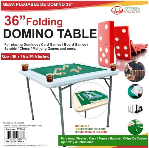 Miniatura 3 de Uniware Mesa de juego de 36 pulgadas de largo x 29.5 pulgadas de alto, mesa de juego Mahjong, mesa plegable portátil para juegos, con portavasos