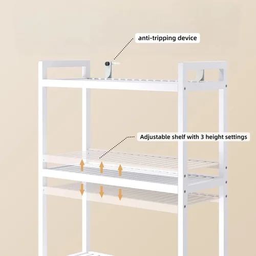 Miniatura 8 de Gizoon Armario de almacenamiento de 3 niveles sobre el inodoro, almacenamiento de bambú para baño sobre inodoro con estantes ajustables, estantes