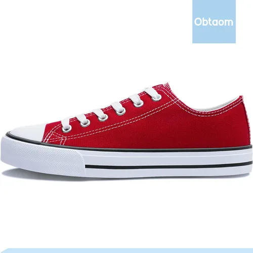 Miniatura 4 de Obtaom - Tenis de lona modernos con diseño de caña baja y de calce fácil para mujeres