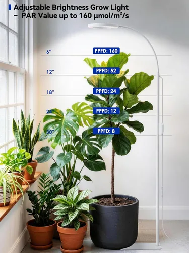 Miniatura 7 de GLOWRIUM Luces de cultivo para plantas de interior, lámpara de pie LED de espectro completo con soporte de altura y ángulo ajustables, luz