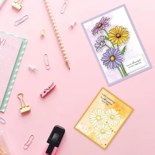 Miniatura 6 de ORIGACH Sellos y troqueles de manzanilla para hacer tarjetas, juego de troqueles y sellos de flores para álbum de recortes de bricolaje decorativo