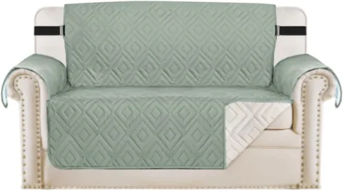 Miniatura 7 de H.VERSAILTEX Funda reversible para silla, protector de muebles antideslizante, resistente al agua, con correas elásticas de 2 pulgadas