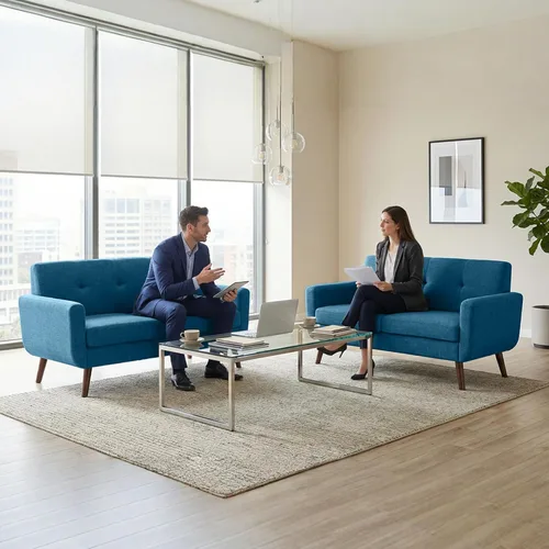 Miniatura 7 de Tbfit Sofá biplaza de 56 pulgadas de ancho, decoración moderna de mediados de siglo, sofás de dos plazas para sala de estar, sofá pequeño tapizado
