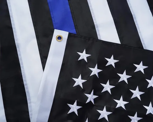 Miniatura 4 de ROTERDON Bandera de línea azul fina de 3 x 5 pies para exteriores, banderas bordadas de nailon 210D de policía resistentes, color vivo con 2 ojales