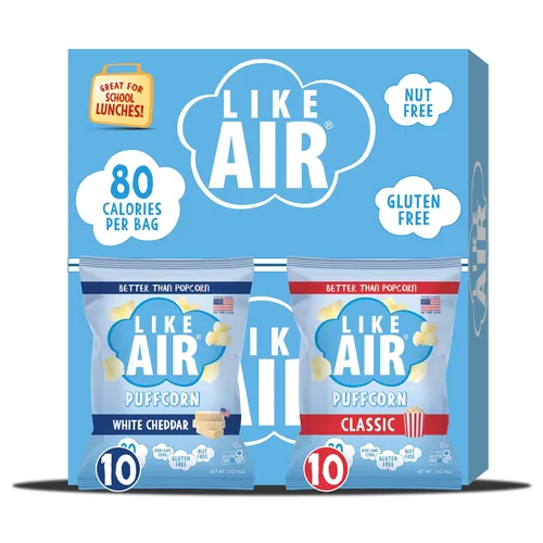 Miniatura 7 de Like Air Puffcorn - Paquete de 5 sabores variados (14 g, paquete de 20) - Snacks de porción única, 80 calorías, sin gluten, kosher, maíz sin OMG
