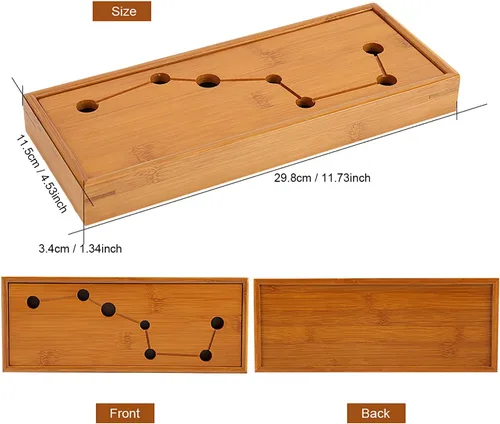 Miniatura 2 de Bandeja de té de siete estrellas, bandeja de té de bambú, juego de té chino de gongfu, bandeja de servir de estilo chino tradicional, con caja