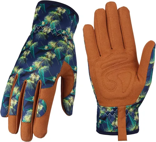 Bamllum Guantes de cuero para jardinería para mujer, guantes de trabajo para deshierbe, excavación, plantación, rastrillo y poda Putaohua