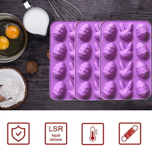 Miniatura 4 de Moldes de caramelo de chocolate con 12 cavidades, molde de silicona para fondant de huevo de Pascua para decoración de pasteles, suministros