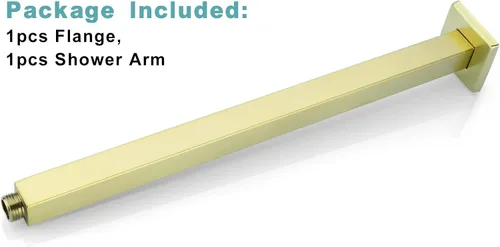 Miniatura 6 de BESTILL Brazo y brida de ducha de montaje en techo de oro cepillado de 8 pulgadas, brazo cuadrado de cabezal de ducha de lluvia
