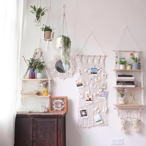 Miniatura 5 de TENEWEE Decoración de pared bohemia para colgar fotos, marcos de fotos de macramé, marco de collage de fotos, decoración de pared para regalos