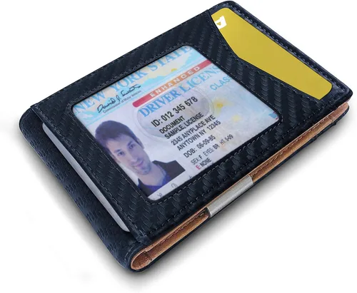 Miniatura 3 de Cartera Bulliant fina para hombre, cartera de piel para hombre con bolsillo delantero para tarjetas, 7 x 10 x 27cm (3" x 4.3"), 11 tarjetas+clip