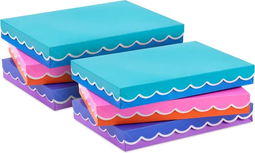 Miniatura 4 de Hallmark Paquete de cajas de regalo pequeñas con tapas (6 cajas: sólidos festoneados) para cumpleaños, graduaciones, día de la madre, Pascua