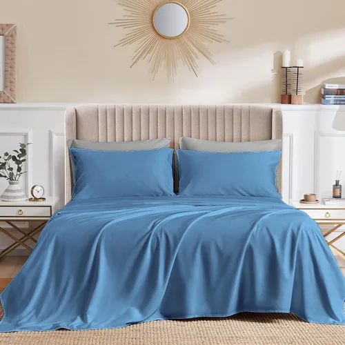 Miniatura 27 de CASA LINEN Alaskan King - Juego de sábanas de 4 piezas de 1000 hilos, juego de sábanas de lujo más suave de hasta 15 pulgadas de profundidad, 100%