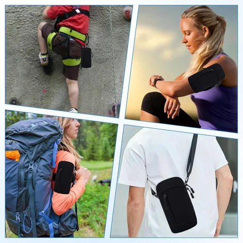 Miniatura 7 de Bolsa cruzada para teléfono celular con banda para el brazo, bolsa impermeable para teléfono compatible con iPhone y Android de hasta 7 pulgadas