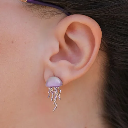 Miniatura 3 de FABMODE Aretes de medusa con diseño de animales del océano, joyería de ópalo oceánico, accesorios temáticos de playa hawaiana, regalos novedosos