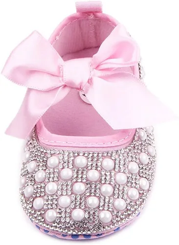 Miniatura 2 de Zapatos planos Mary Jane para bebés y niñas, con lazo brillante y diamantes de princesa, zapatos antideslizantes para cuna