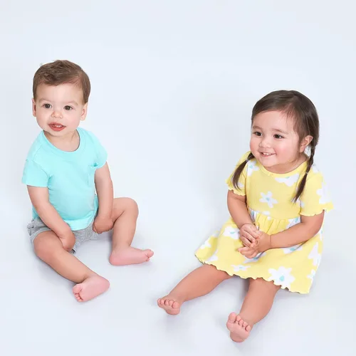Miniatura 5 de Gerber Paquete de 2 vestidos de algodón de manga corta para bebés y niñas pequeñas