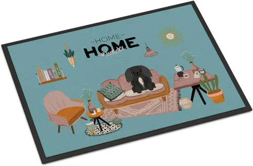 Caroline's Treasures CK7952MAT - Felpudo negro pekinés Sweet Home, 18 x 27 pulgadas, tapete para puerta delantera, interior y exterior, para