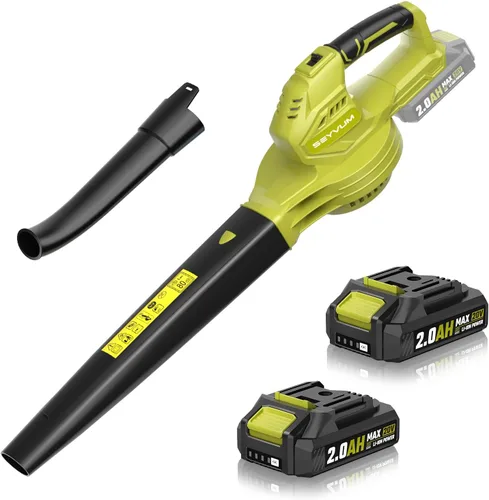 Miniatura 7 de SEYVUM Soplador de hojas, soplador inalámbrico de 20 V con batería de 2 x 2.0 Ah, soplador eléctrico de hojas para el cuidado del césped, soplador