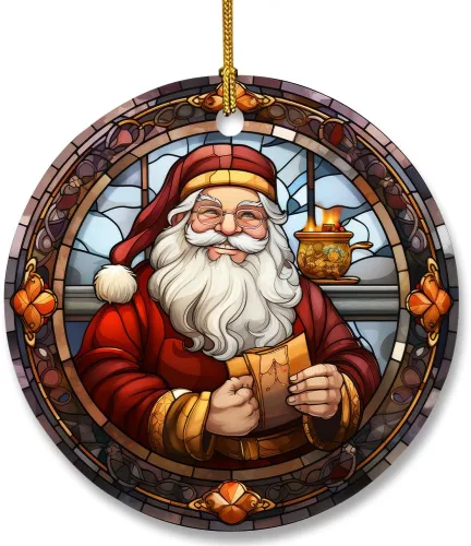 Miniatura 9 de Adorno de cerámica divertido - Papá Noel travieso y ciervo "Deseo que no te traiga nada más que una feliz Navidad" - Adornos para el hogar, adorno