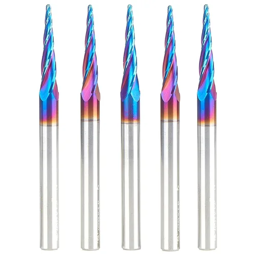 Miniatura 9 de Amana Tool 46286-K Brocas de enrutador CNC en espiral de corte de carburo para plástico, madera 2D/3D tallado 3.6 grados punta de bola de ángulo