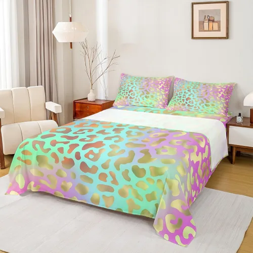 Miniatura 16 de Erosebridal Juego de sábanas para niñas, color rosa, con estampado de animales, tamaño individual, para niños, adolescentes, coloridas sábanas