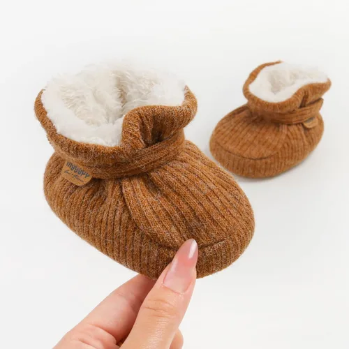 Miniatura 120 de Botines de forro polar para bebés, niños y niñas, pantuflas antideslizantes con agarre suave, zapatos de calcetín para recién nacidos, cuna