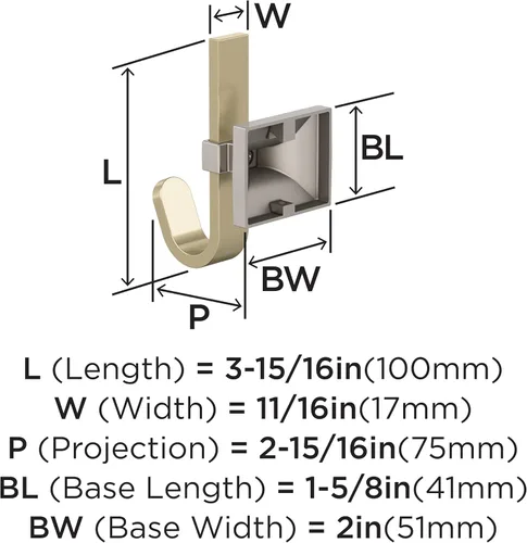 Miniatura 4 de Amerock HBX36686BBZG10 Burbank Gancho decorativo de pared de una sola punta Gancho de níquel satinado y champán dorado para abrigos, sombreros
