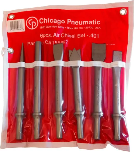 Chicago Pneumatic CA155807 - Kit de cincel – Cortador de remache, cortador de doble cuchilla, cincel frío, punzón recto, punzón cónico y divisor de