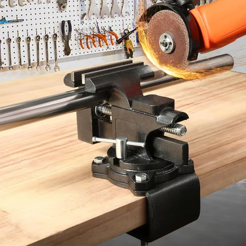 Miniatura 4 de Torno de banco, tornillo de mesa de 4-1/2" para banco de trabajo, tornillo de banco multiusos resistente 2 en 1 con mordazas suaves
