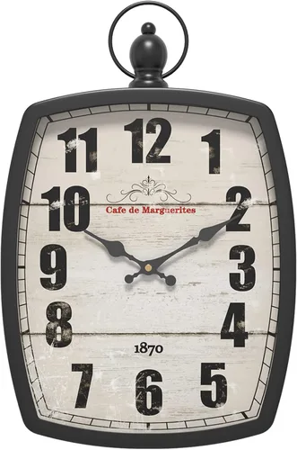 Miniatura 9 de Menterry Reloj de pared rectangular retro grande, estilo vintage antiguo, funciona con pilas, reloj de pared silencioso para sala de estar, granja
