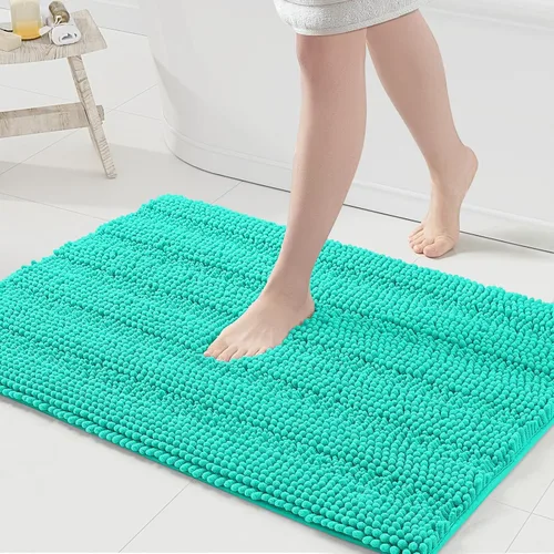 Miniatura 199 de Grandaily Alfombras de baño de felpilla a rayas de 24 x 16 pulgadas, extra gruesas y suaves, absorbentes, parte trasera de goma, alfombra de ducha