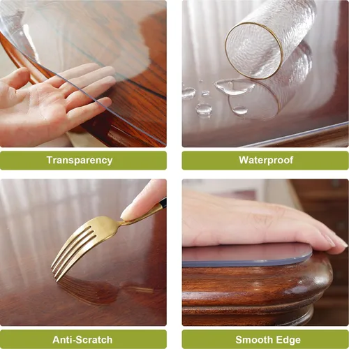 Miniatura 3 de OstepDecor - Protector de mesa transparente, 2 mm de grosor, 44 x 96 pulgadas, protector para mesa de comedor Cristal transparente de 0.079 in