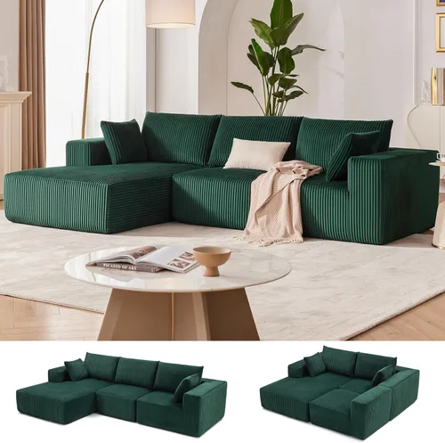 Miniatura 29 de Sofá modular de 108 pulgadas, sofá modular de nube con asiento profundo, moderno sofá modular en forma de L con diván, sofás tapizados sin hueso