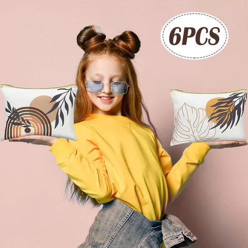 Miniatura 2 de Pinkunn 6 bolsas de maquillaje bohemias, regalos a granel para mujeres, bolsas de cosméticos con cremallera bohemia, bolsa de maquillaje estética